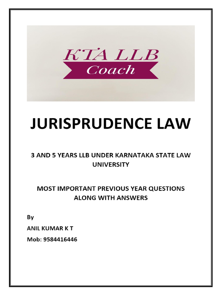 Jurisprudence Notes KSLU Grand Final Anil Kumar | PDF