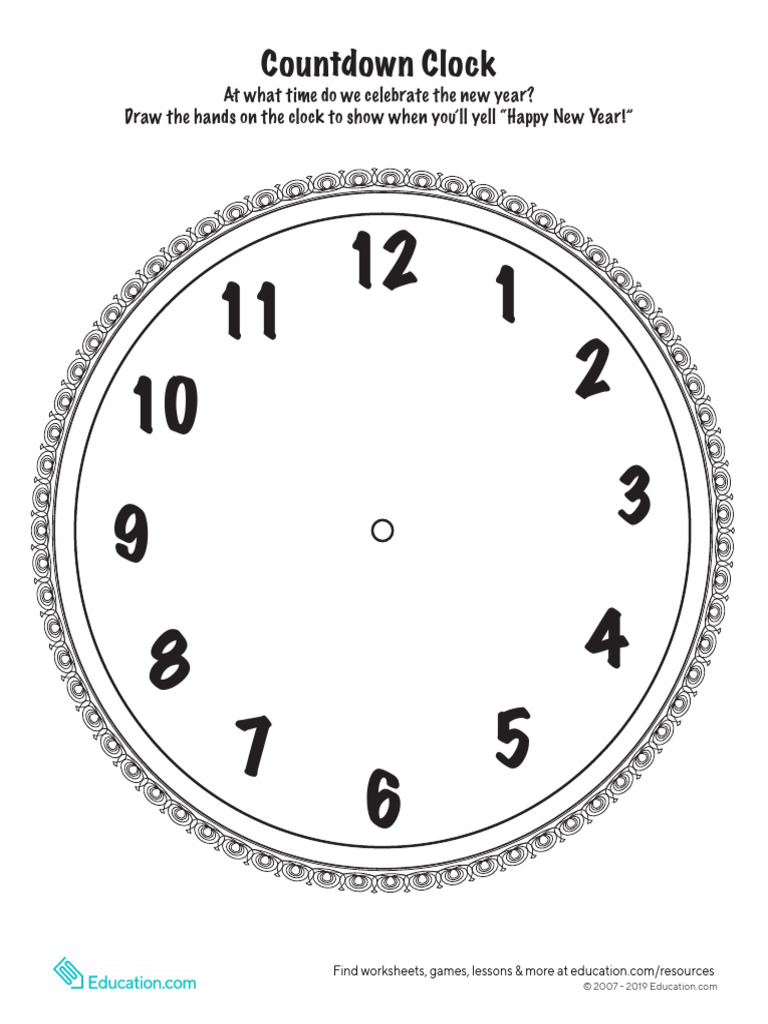 New Year Countdown Clock Worksheet | PDF