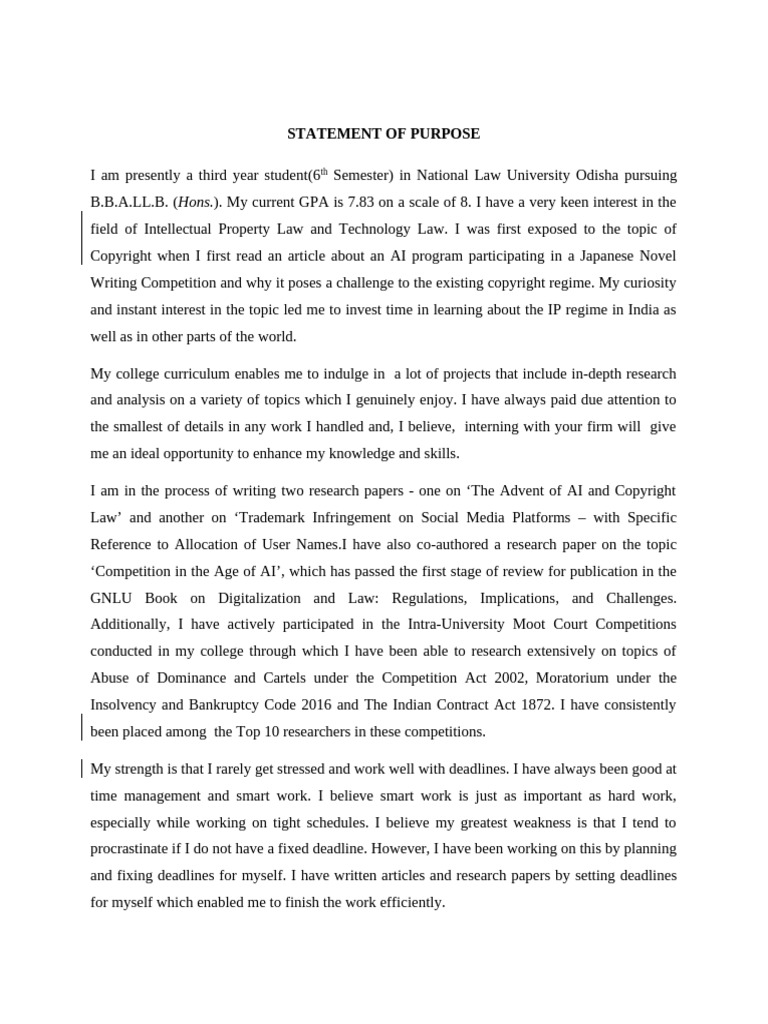 STATEMENT OF PURPOSE (1) | PDF | Intellectual Property