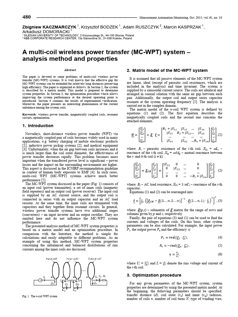 Multi-Coil Wireless Power Transfer Analysis | PDF | Inductor | Capacitor