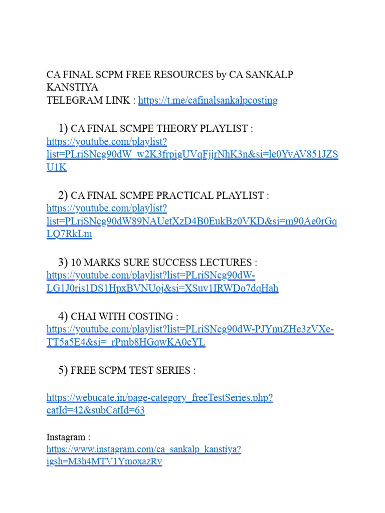 CA Final SCPM Free Resources | PDF