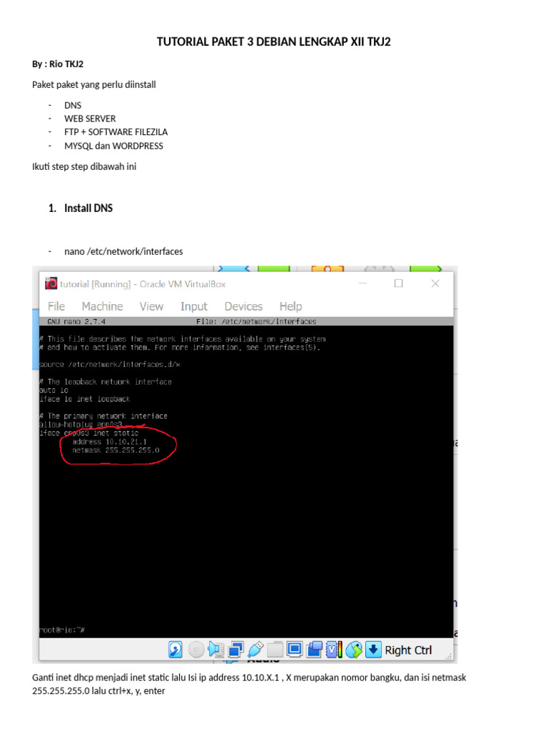 Tutorial Paket 3 Debian Lengkap Xii Tkj2 | PDF