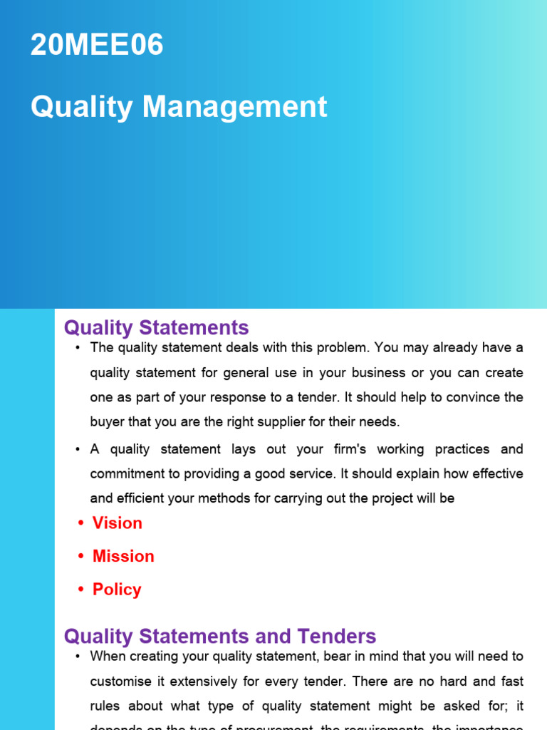 QM | PDF | Quality Management | Procurement