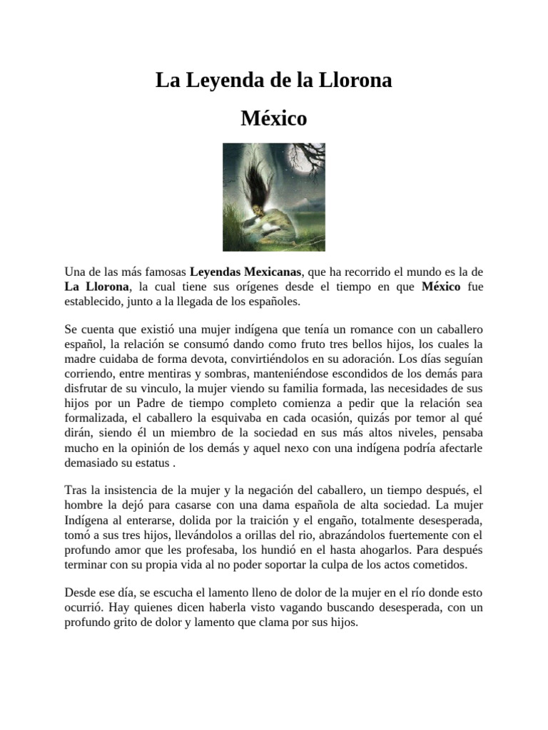 Leyenda de La Llorona para Niños