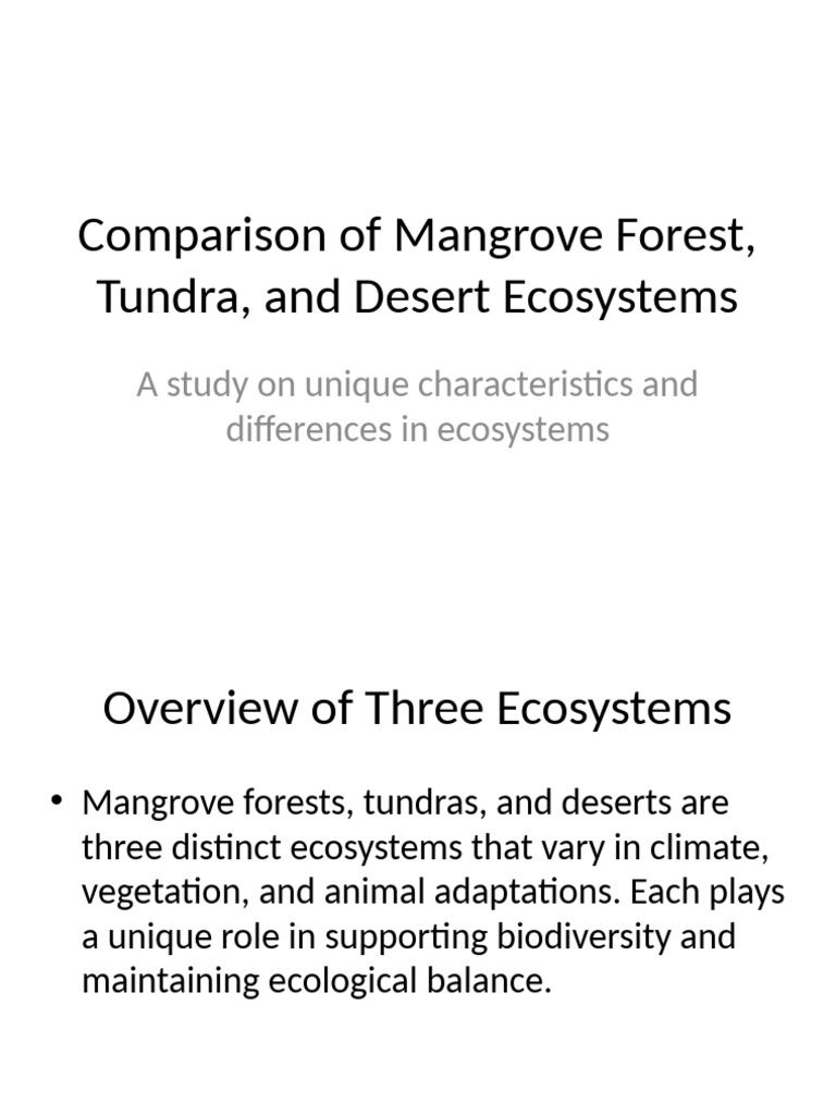 Ecosystem Comparison: Mangrove, Tundra, Desert | PDF