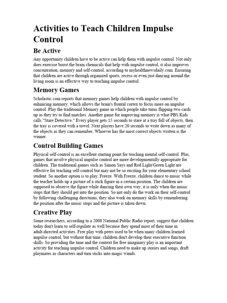 Activities-to-Teach-Children-Impulse-Control (2) | PDF | Memory | Self ...