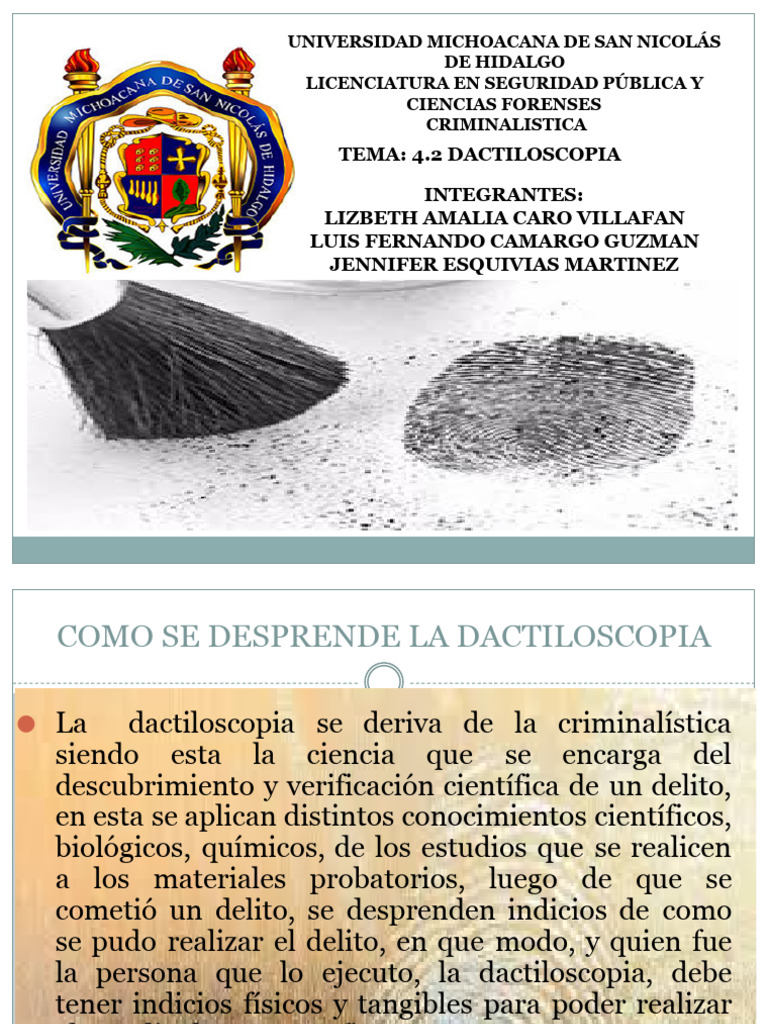 Tipos y Técnicas de Dactiloscopia | PDF | Huella dactilar