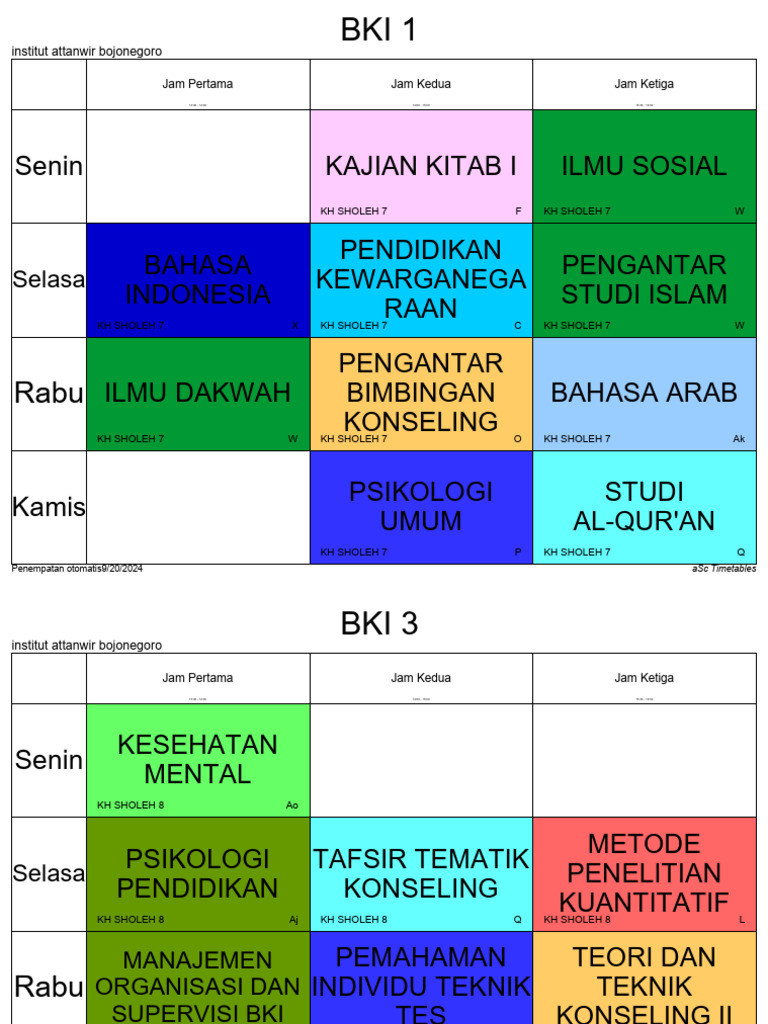 Jadwal Prodi BKI | PDF