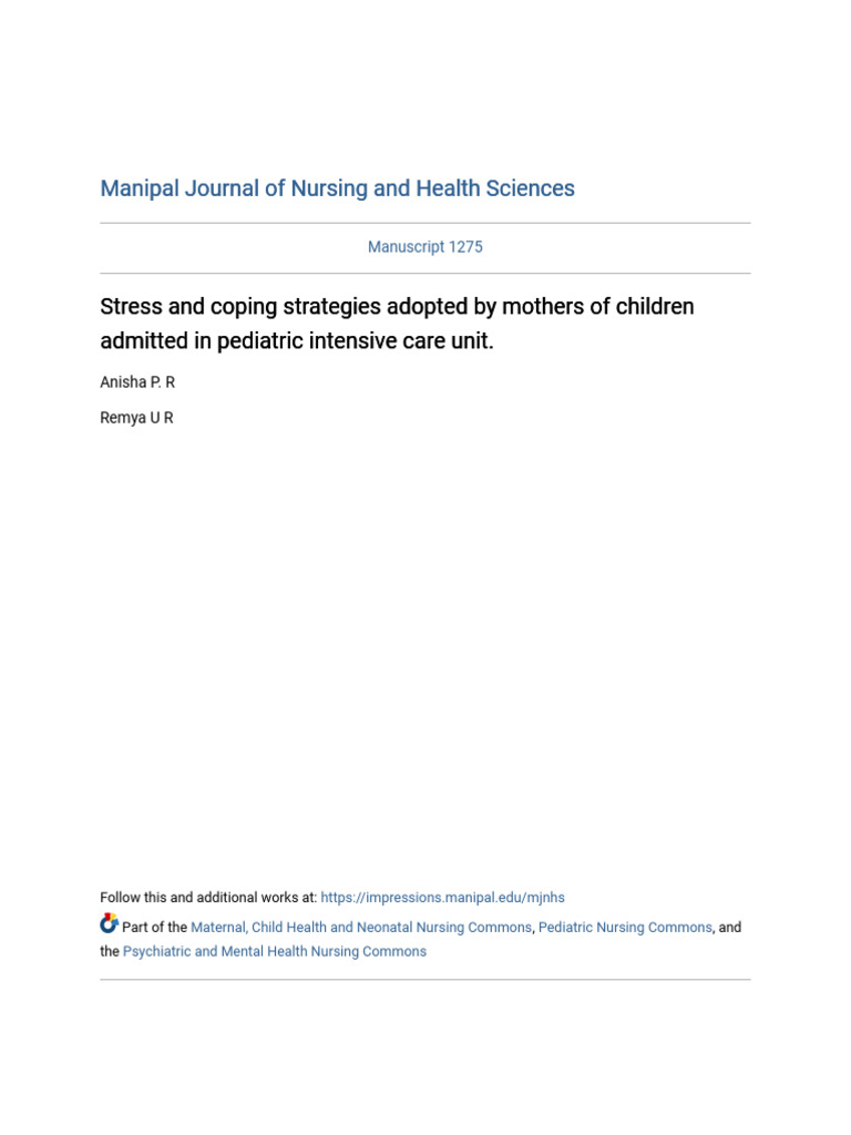 Stress and Coping Strategies Among Mothers of Children | PDF | Stress ...