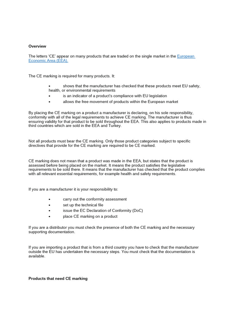 CE Marking: Requirements and Process | PDF