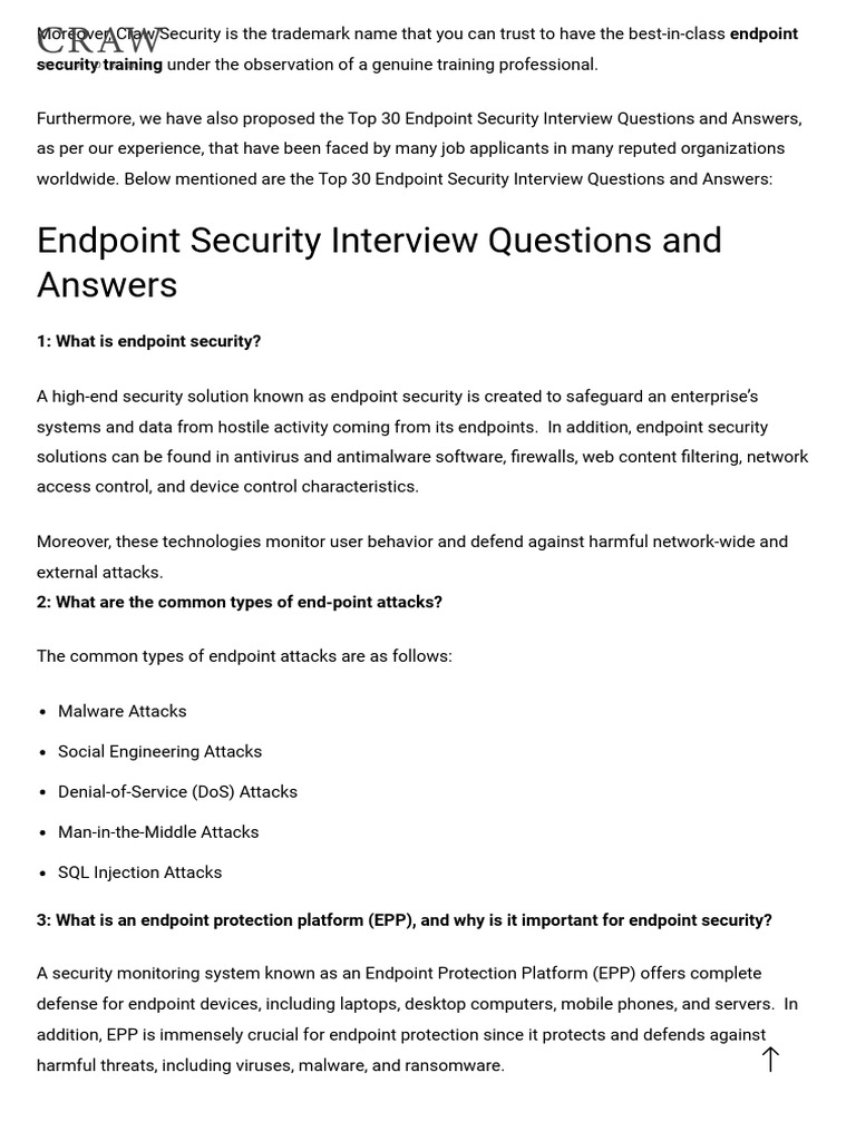 Top 30 Endpoint Security Interview Q&As | PDF | Security | Computer ...