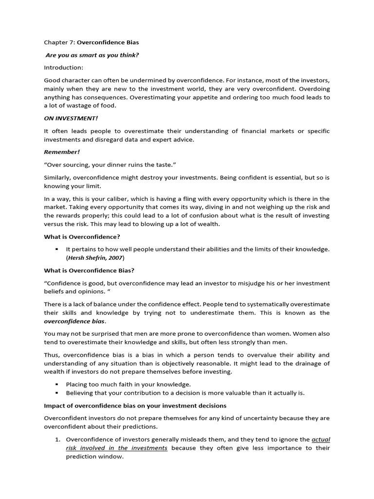 Understanding Overconfidence Bias in Investing | PDF | Risk | Investing