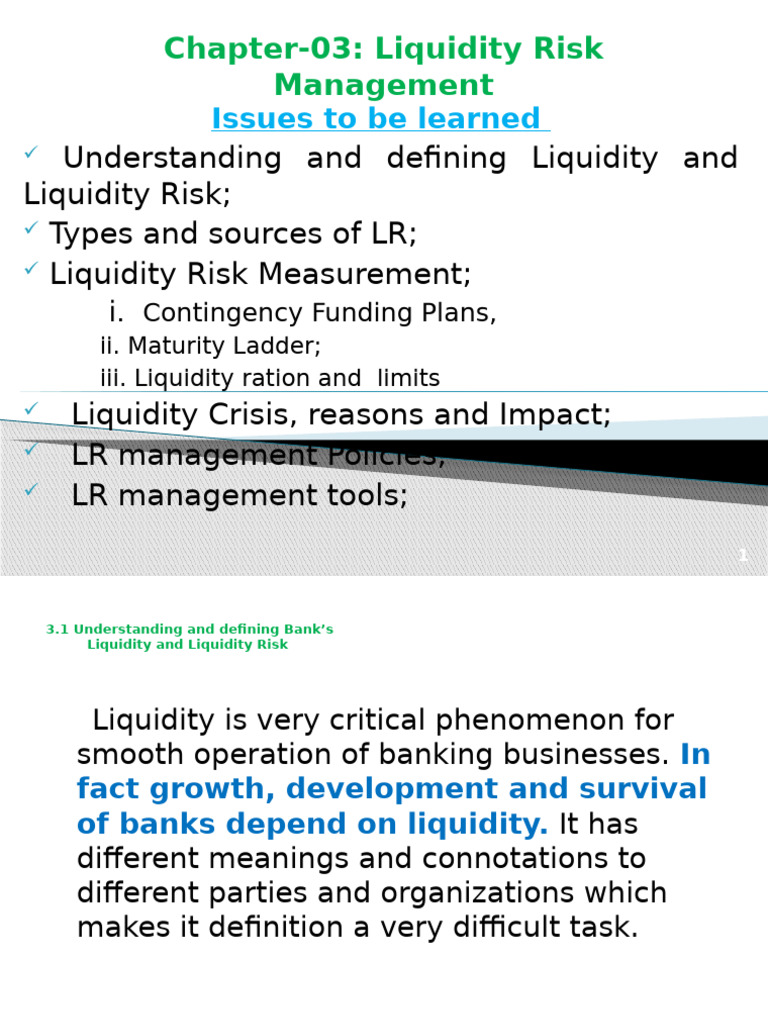 Chapter 3 Liquidity Risk Management Revised 1 | PDF | Market Liquidity ...