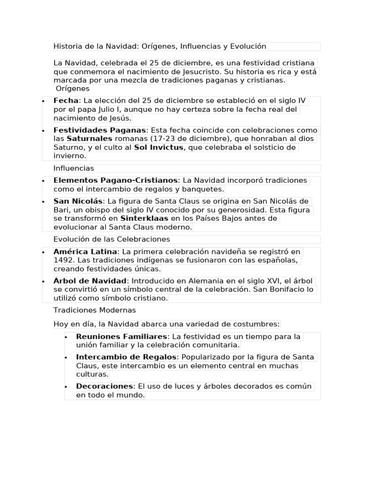 Historia y Evolución de la Navidad | PDF