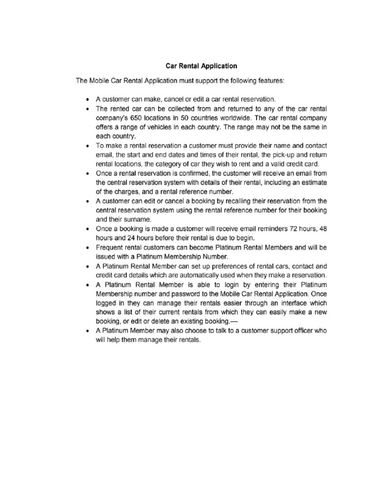 Car Rental Application | PDF