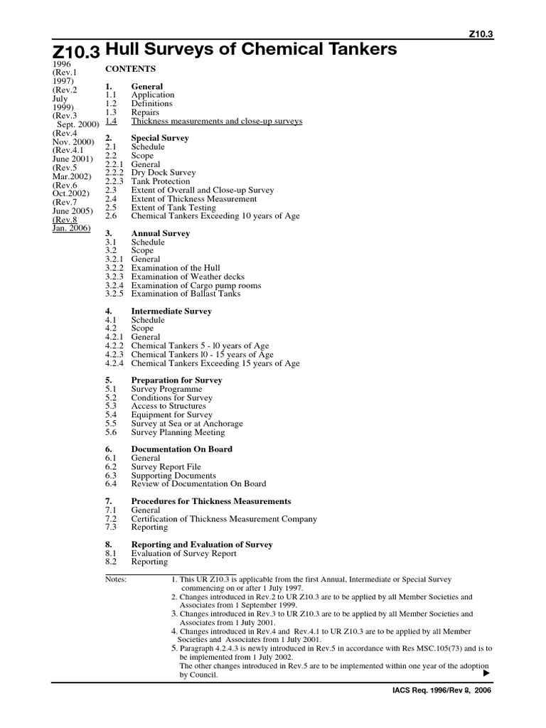 Chemical Tanker Hull Survey Guidelines | PDF | Oil Tanker | Ships