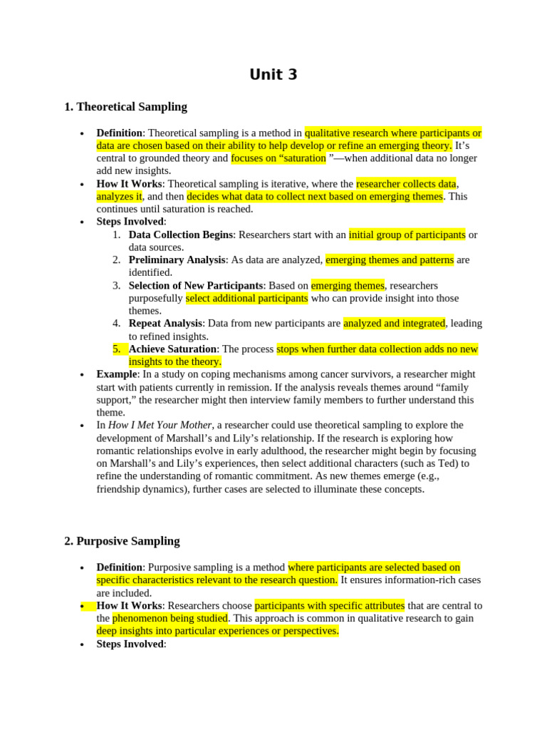 Unit 3 quali notes | PDF | Focus Group | Sampling (Statistics)