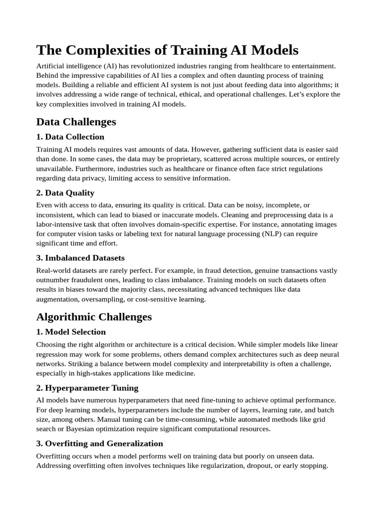 The Complexities of Training AI Models | PDF | Artificial Intelligence ...