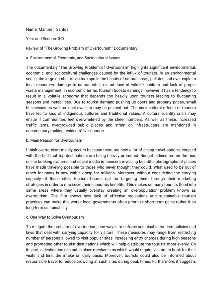 Overtourism: Challenges and Solutions | PDF | Tourism | Natural Environment