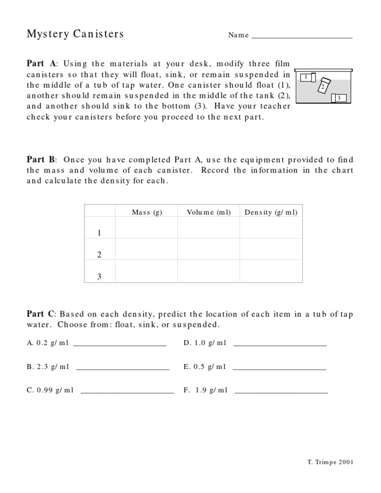 Density Experiment with Canisters | PDF | Physics | Physical Quantities