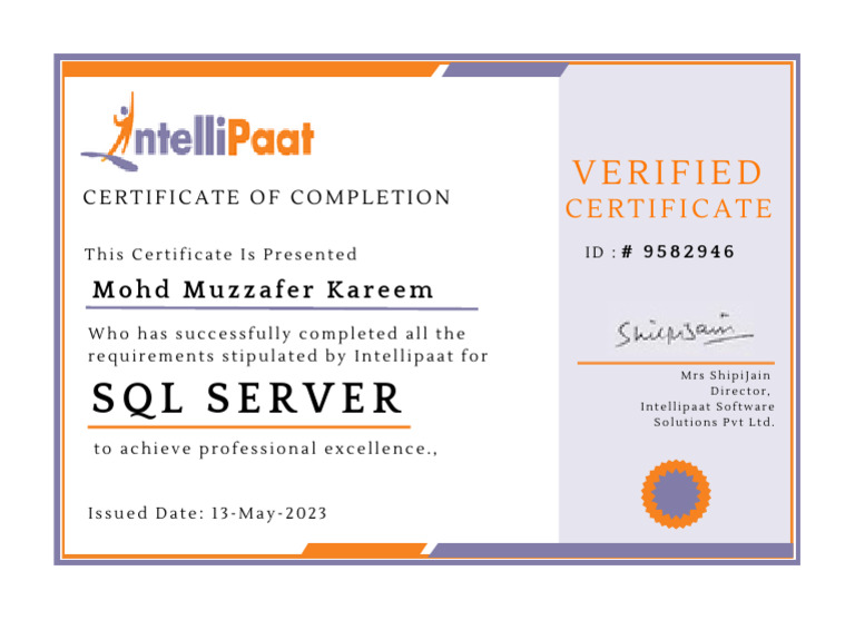 Muzaffer Kareem, SQL Intellipaat | PDF