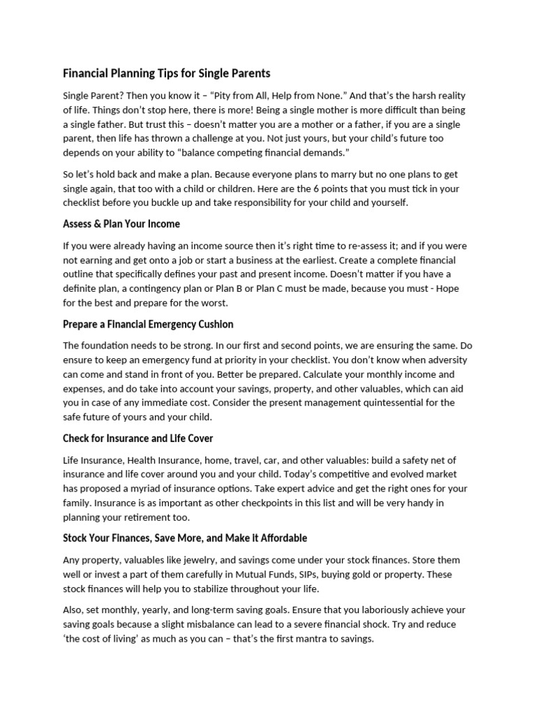 Photo inspiration: Financial Planning For Single Parents Pdf Cost Of Living Photo Inspiration
