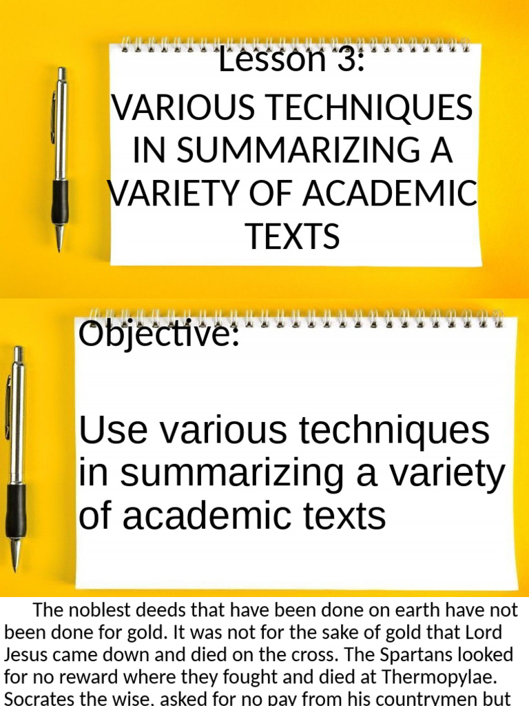 Techniques for Summarizing Academic Texts | PDF | Information | Aesop