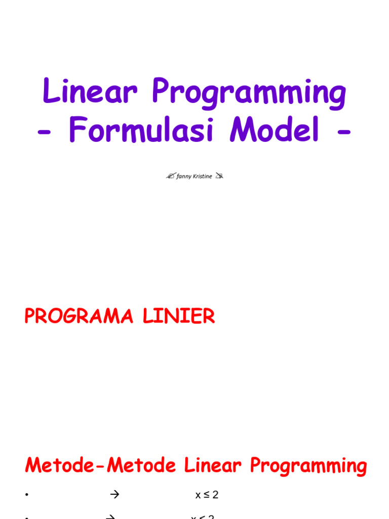Model Program Linier untuk Optimalisasi Produksi | PDF