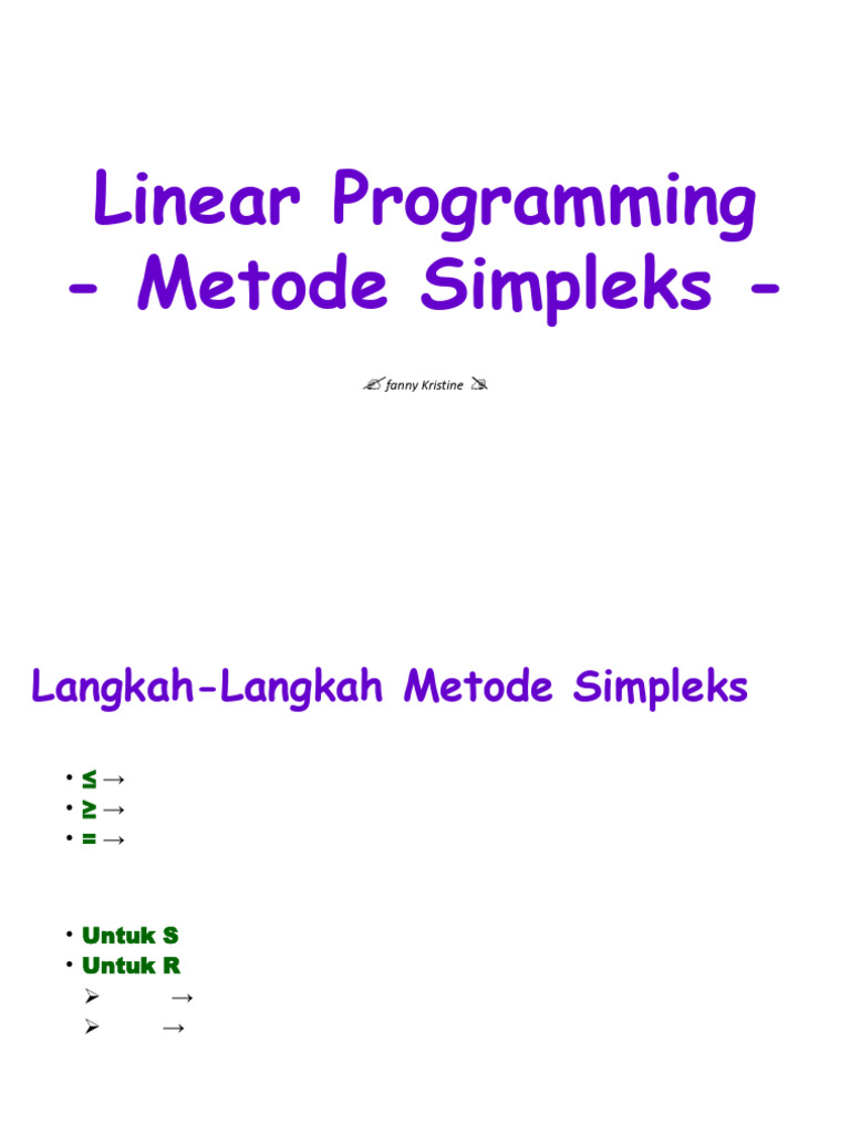 Langkah-Langkah Metode Simpleks dalam Pemrograman Linear | PDF