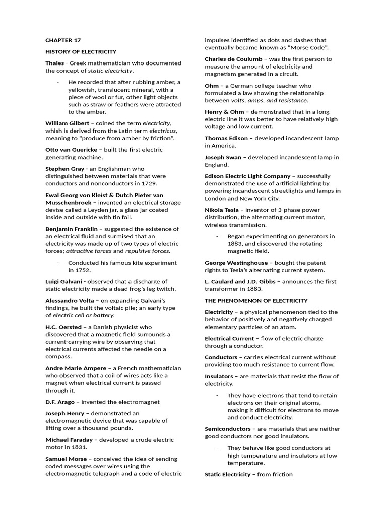 History and Principles of Electricity | PDF | Electricity | Electric ...