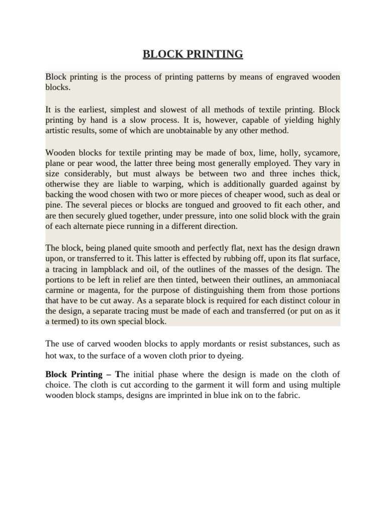 Introduction to Block Printing Techniques | PDF | Printing | Graphic Design