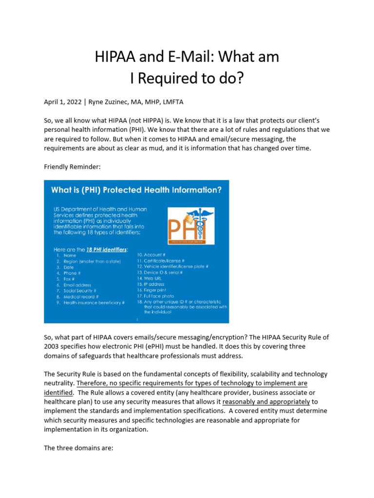 HIPAA Email Compliance Guide | PDF | Health Insurance Portability And ...