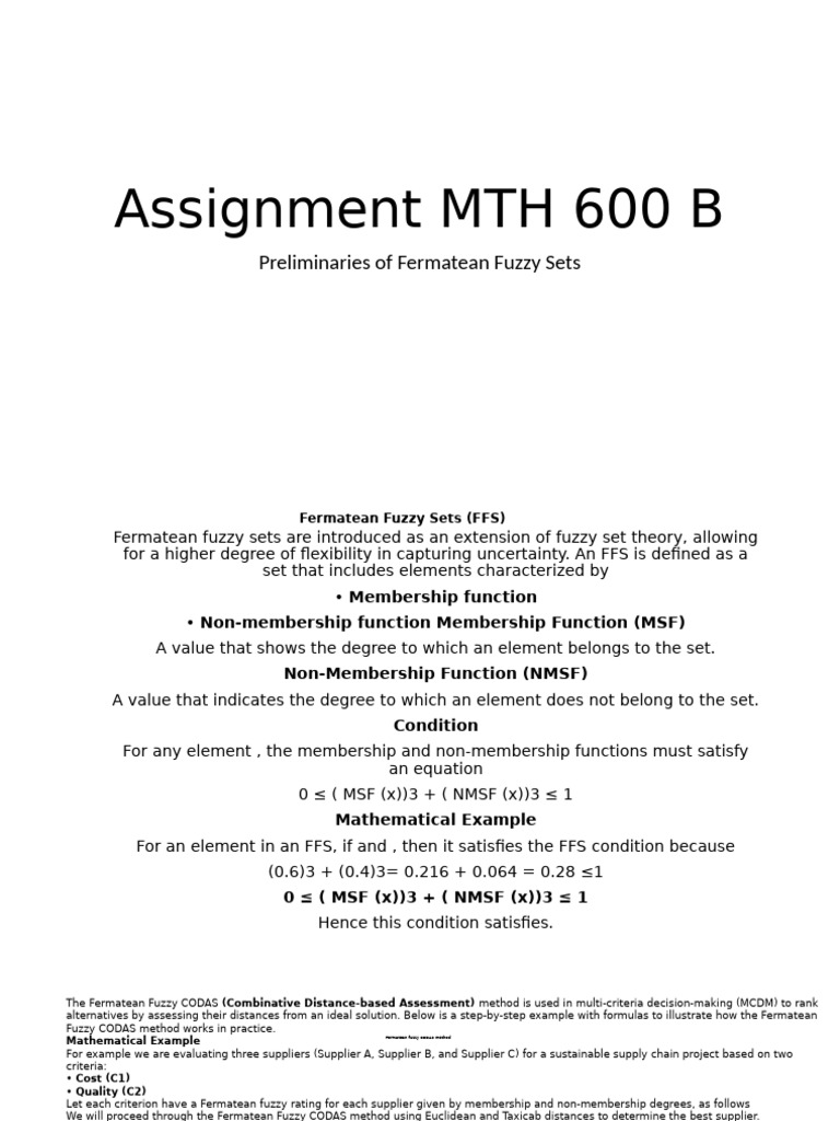 Assignment MTH 600 BB | PDF | Fuzzy Logic | Function (Mathematics)