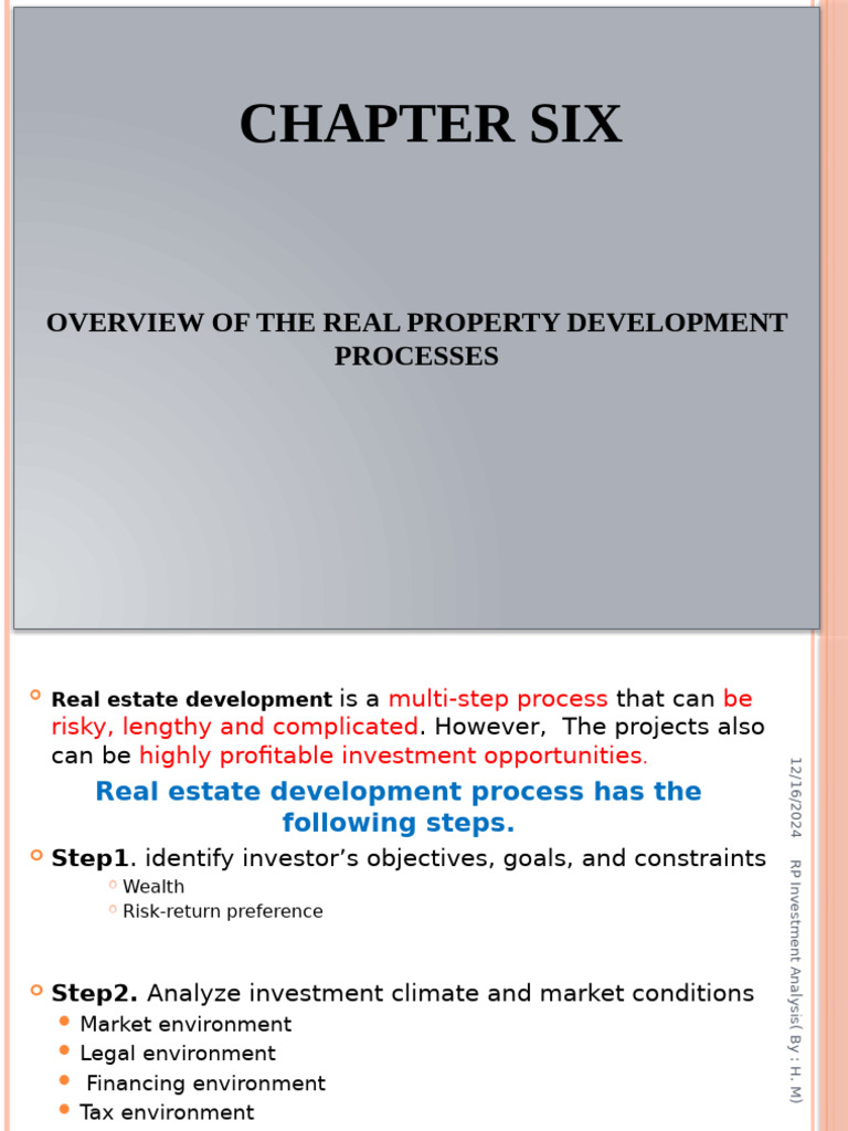 Real Estate Development Process Overview | PDF | Valuation (Finance) | Risk