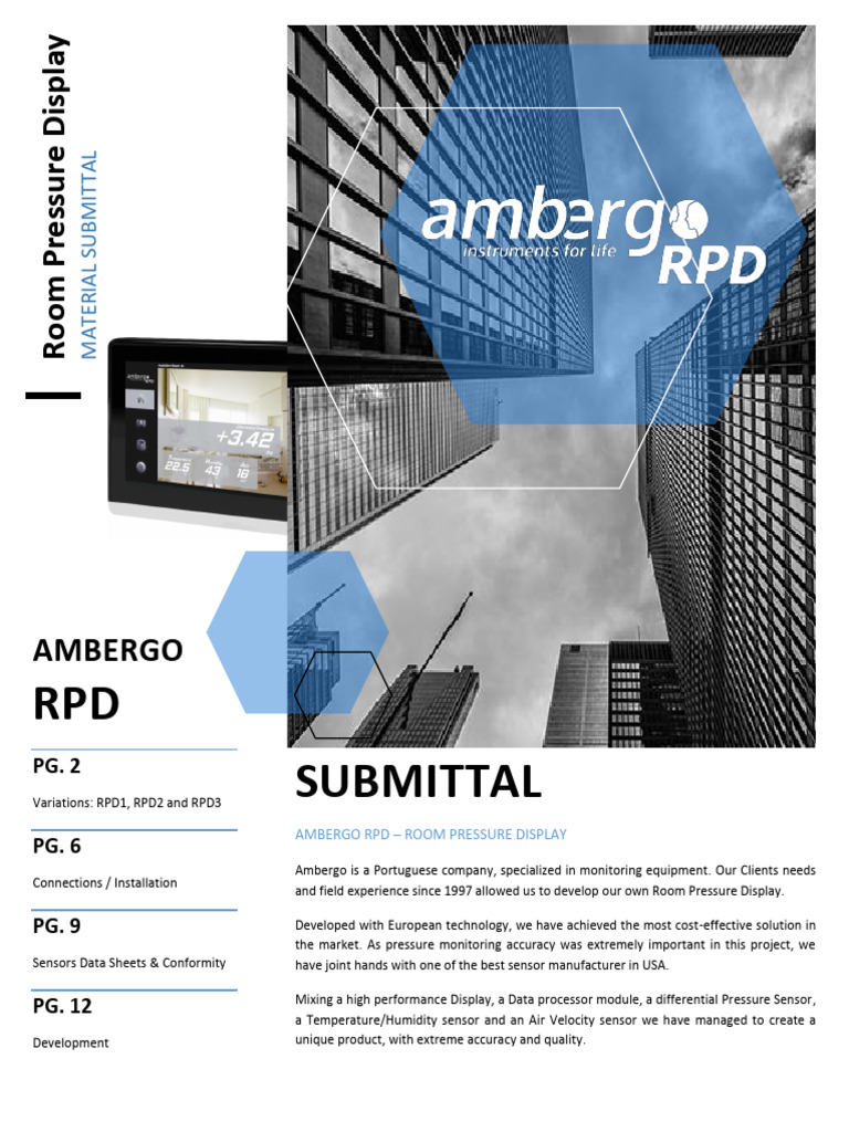 Ambergo RPD Room Pressure Display Guide | PDF | Sensor | Pressure ...