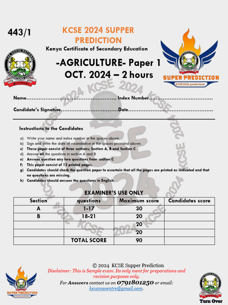 Kcse Agriculture Report Writing Format Pdf Download