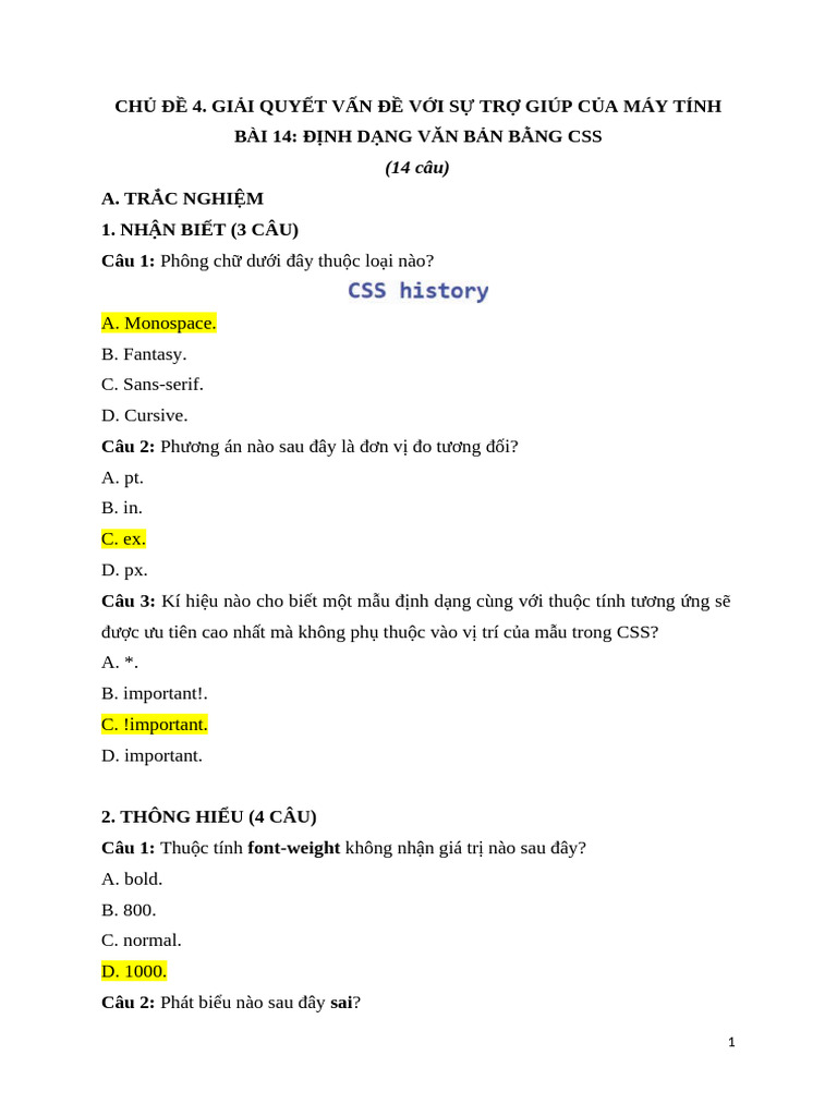 Bai 14 Dinh Dang Van Ban Bang Css | PDF