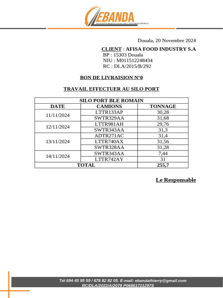 Bon de Livraison - AFISA Food Industry | PDF