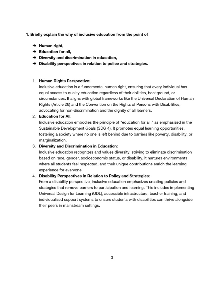 Enclusiveness Assignment123 | PDF | Inclusion (Education) | Disability