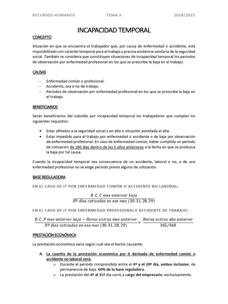Incapacidad Temporal y Maternidad 2024 | PDF | Adopción | Salario