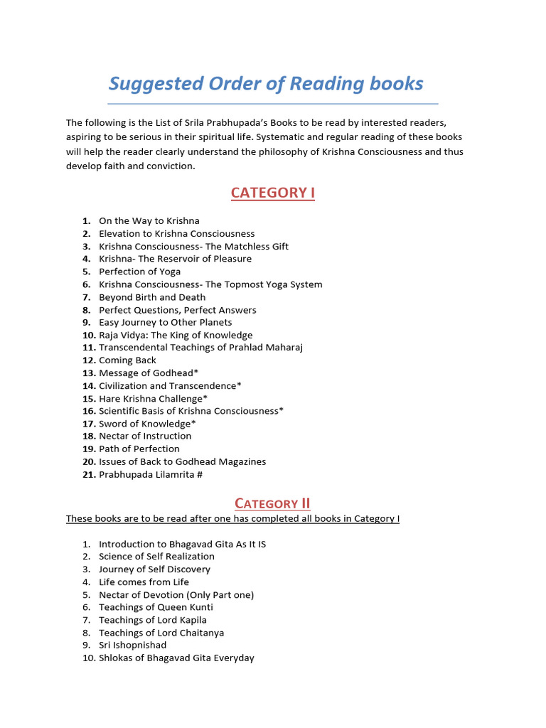 Iskcon Books List Pdf
