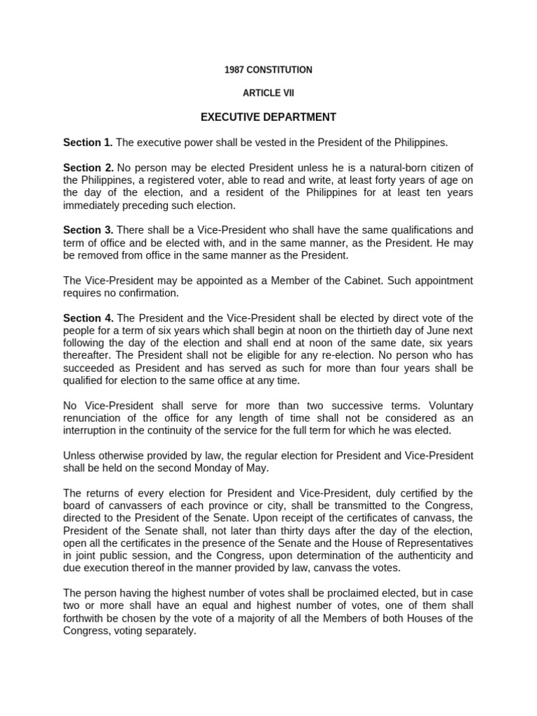 1987 CONSTITUTION PDF American Government Presidents Of The 1987 CONSTITUTION PDF American Government Presidents Of The