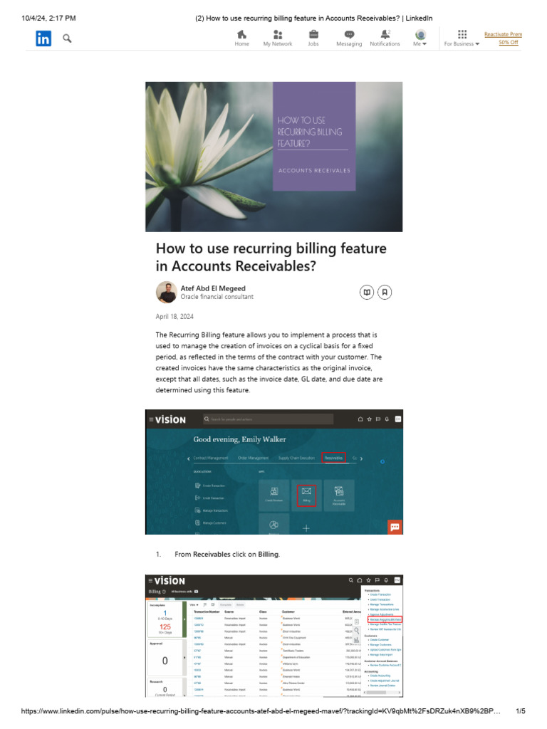How To Use Recurring Billing Feature in Accounts Receivables - LinkedIn ...
