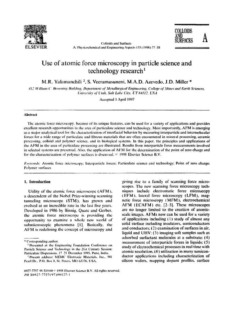 AFM Applications in Particle Science | PDF | Atomic Force Microscopy ...