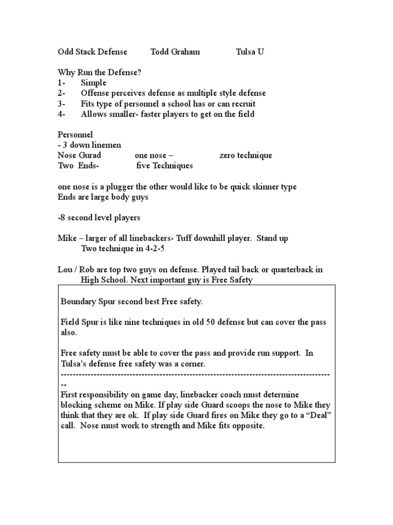 Odd Stack Defensetodd Graham Tulsa U | PDF | Business