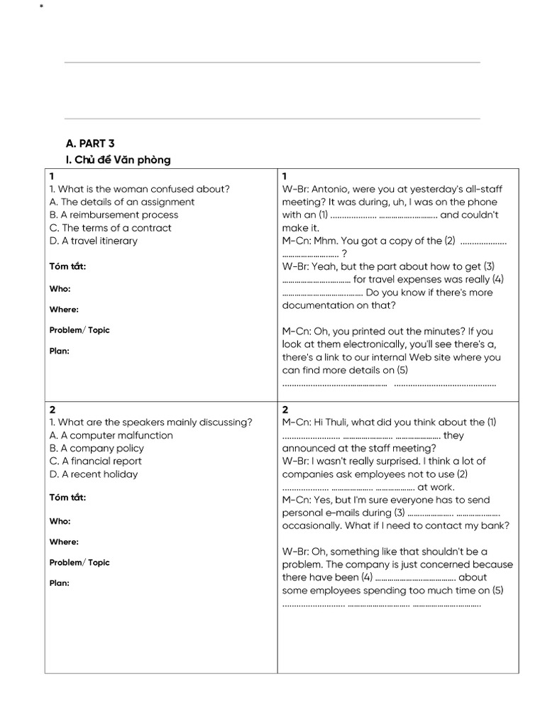 Unit 6 BT Luyện tập Part 3 | PDF