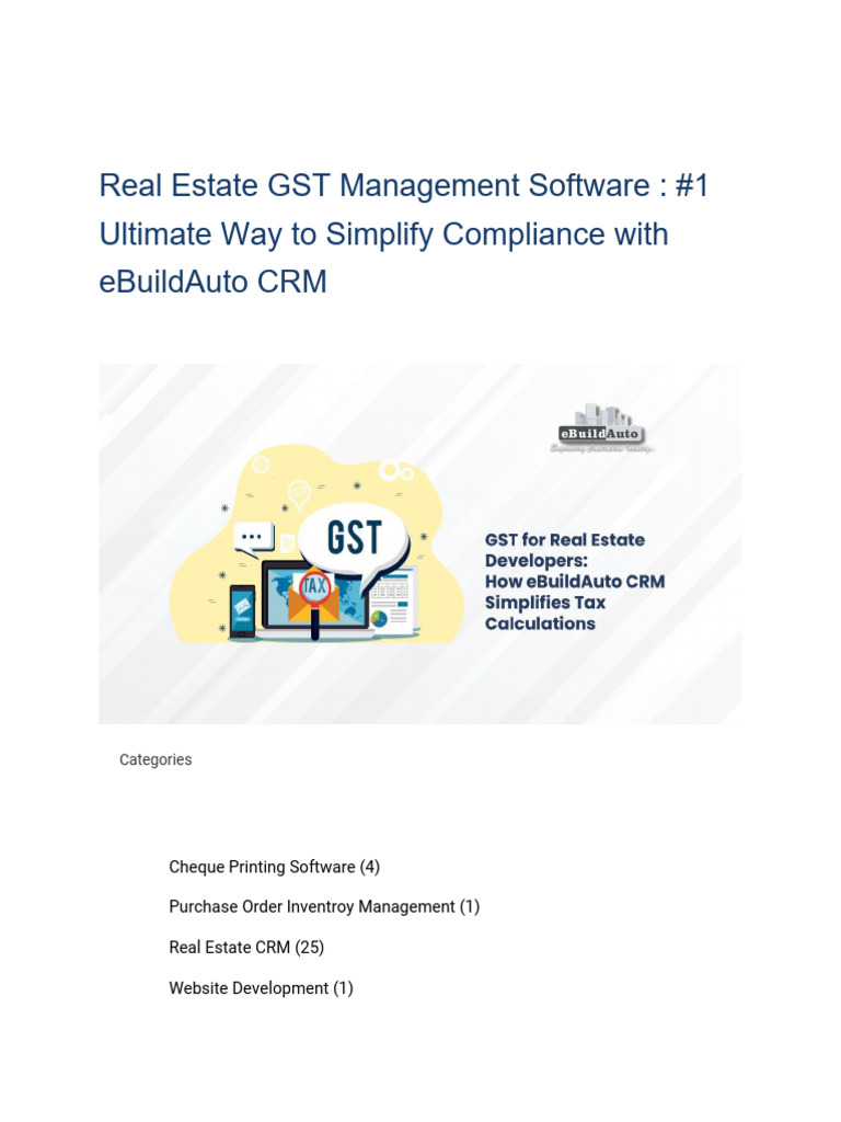 Simplifying GST for Real Estate Developers | PDF | Taxes | Value Added Tax