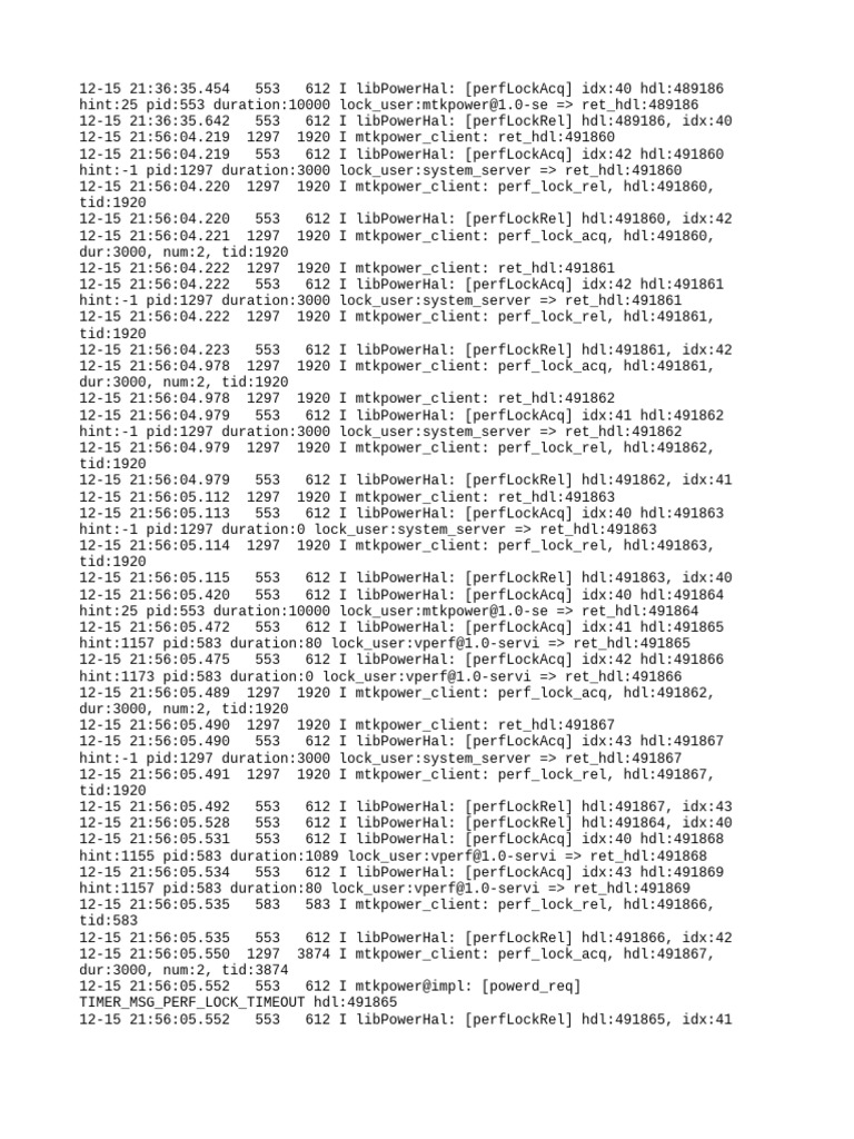 libPowerHal Performance Lock Logs | PDF