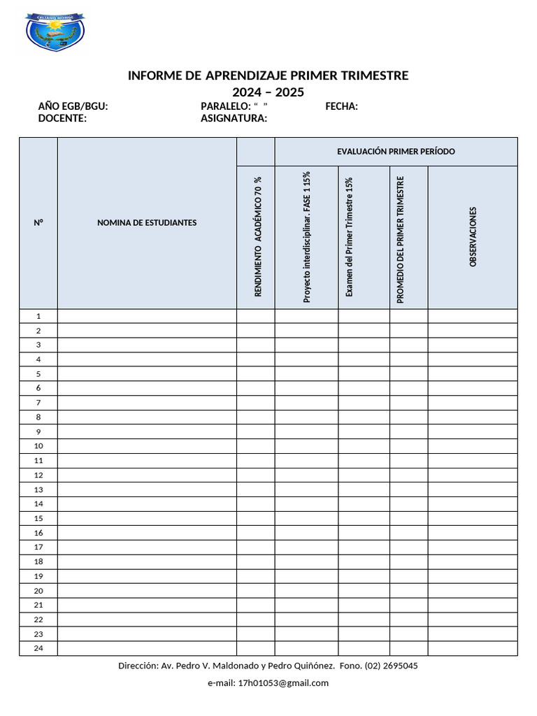 Informe Aprendizaje Primer Trimestre 2024 | PDF