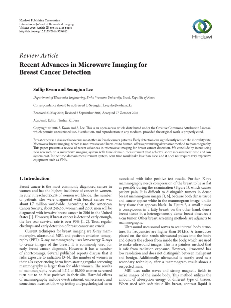 Recent Advances in Microwave Imaging For Breast Ca | PDF | Mammography ...